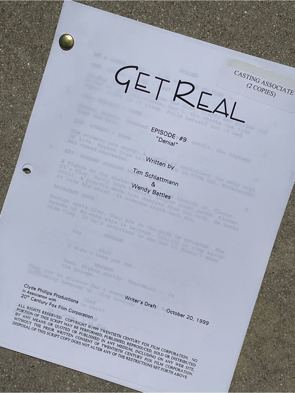 Get Real 90s TV Series Anne Hathaway Eisenberg EOC Production Used Script #9